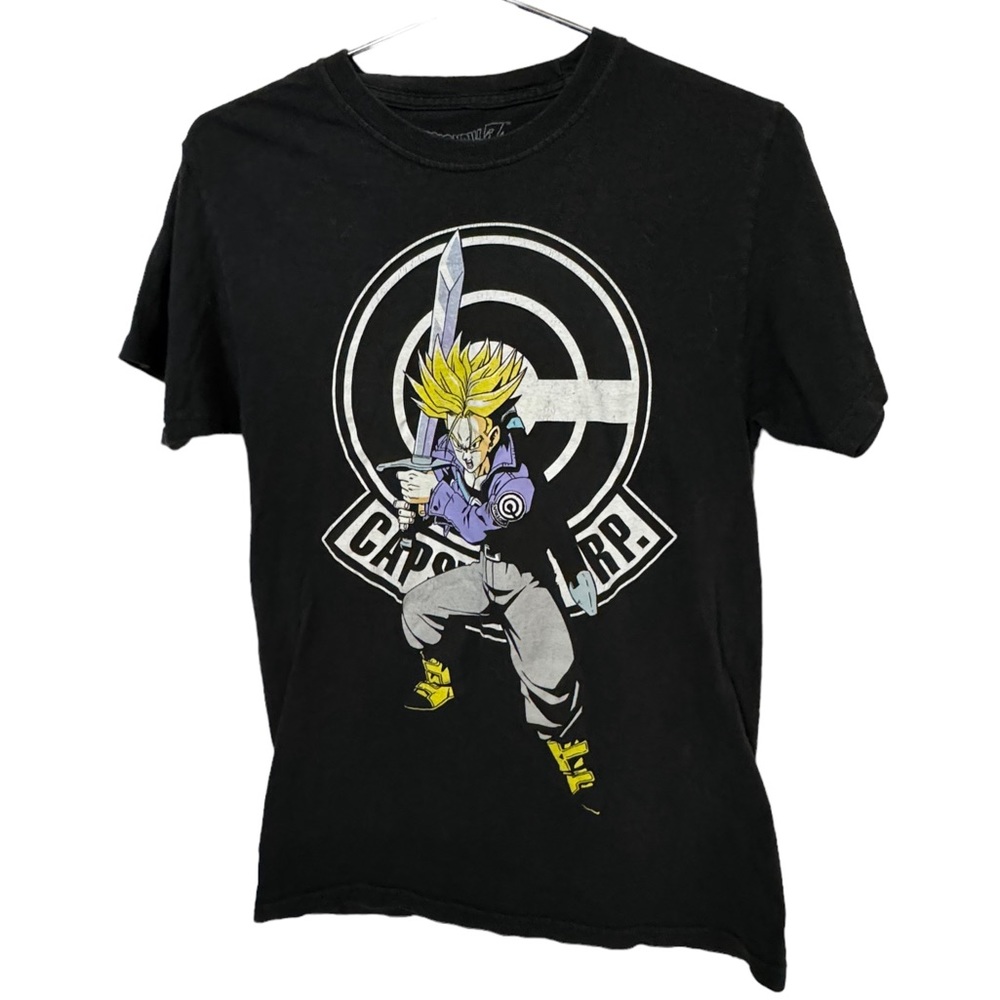 Dragon Ball Z Capsule Corp Black Animation Men’s S T-Shirt WORN